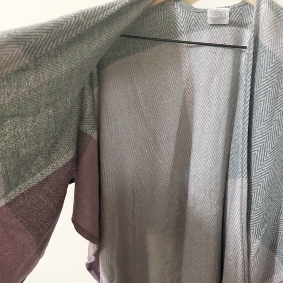 Woolrich Womens Gray Purple Striped Shaw One Size Winter - Picture 5 of 7